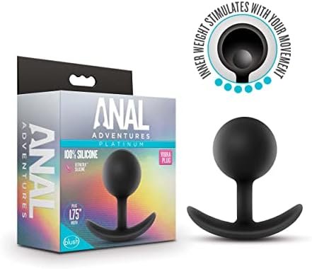 Blush Anal Adventures Platinum Ultrasilk Silicone Vibra Plug - Beginners Training 3 1/2 Inch Butt Plug Adult Toy - Anchor Base - Muscle Stimulation - Wearable Sex Toys For Women Men Couples - Black