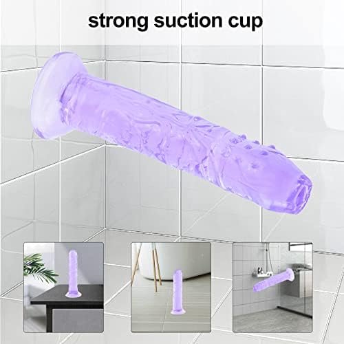 Shkanla 7.87 Inch Realistic Dildo With Suction Cup Base For Hands-Free Play, Ultra-Real Large Dildos With Raised Veins And Half-Foreskin Head For Vaginal G-Spot And Anal Prostate Play (Purple) - Image 3