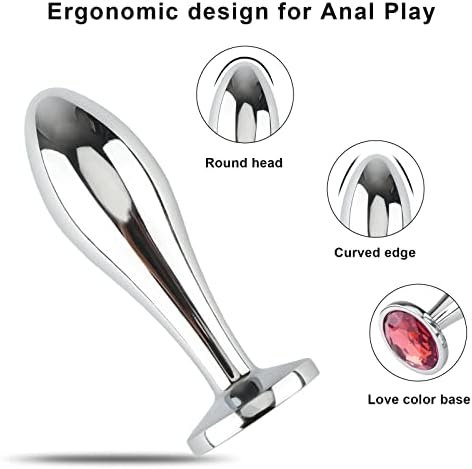 Anal Butt Plug, 3Pcs Set Metal Anal Butt Plug Sex Toy With Crystal Diamond Beginner Anal Toy For Adult Unisex (Pink) - Image 3
