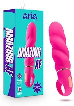 Blush Aria Amazing Af Silicone Vibrator - Rumbletech Powerful Rumbly 10 Vibration Settings - Wavy Shaft For Extra Stimulation - Ipx7 Waterproof - Finger Loop For Accessibility - Sex Toy