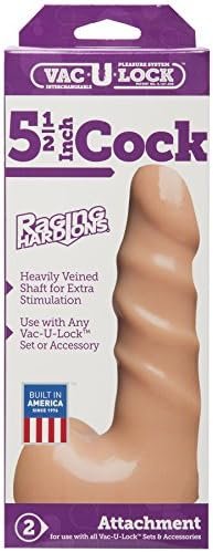 Doc Johnson Vac-U-Lock Codeblack - Raging Hard-Ons - 8 Inch Dong (8 In. Long And 1.5 In. Wide) - F-Machine And Harness Compatible Dildo - Great For Pegging - Black - Image 2