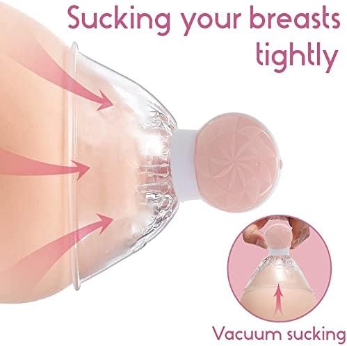 Lanwan Vibrating Nipple Sucker For Women 1 Pair Sucking Stimulator With 12 Vibration Modes Breast Massager With Suction Cups Rechargeable Sex Toys For Women Couples Pleasure (Silicone Ballon Sucker) - Image 3