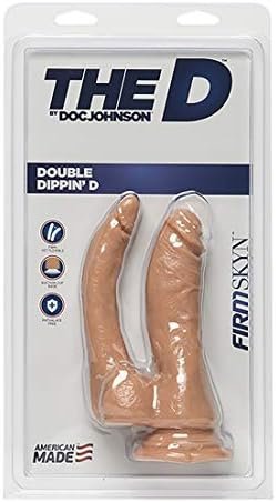 Doc Johnson The D - Double Dippin' D - Firmskyn - Double Penetration Dildo - Strong Suction Cup Base - O-Ring Harness Compatible Dildo, Chocolate - Image 2