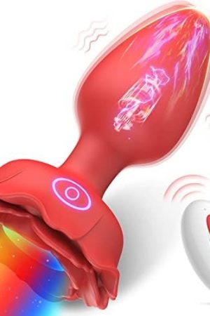 Anal Plug Rose Vibrator Couples Sex Toys For Women, Amorovo Vibrating Butt Plug With 10 Vibrations Adult Toys, Women Sex Toys Anal Vibrators Rose Sex Toy, Light Up Anal Toys Adult Sex Toys & Games
