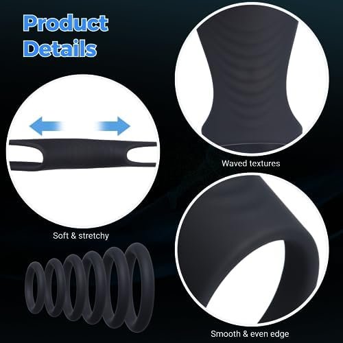 Sweetlory Penis Ring Set Silicone Sex Toys, Male 6Pcs Adjustable Cock Rings Set, Longer Stronger Harder Penis Sleeve, Erection Enhancing Devices Pleasure For Men Or Couples - Image 3