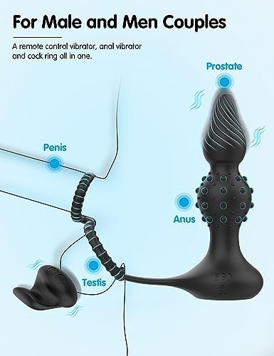 Prostate Massager Anal Vibrator With Dual Cock Ring Remote Control Anal Beads And Wave Motion Anal Plug With 10 Vibrating Modes Anal Dildo Butt Plug Sex Toys For Men And Couple Pleasure - Image 2