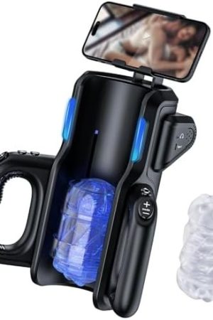 Sex Toy Automatic Male Masturbator - Men Electric Adult Sex Machine With 12Times/S Thrusting, Hand Free Penis Training Stroker With Phone Holder And 2 Soft Silicone Pocket Pussy Sleeves