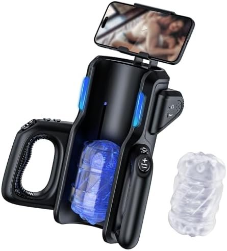 Sex Toy Automatic Male Masturbator - Men Electric Adult Sex Machine With 12Times/S Thrusting, Hand Free Penis Training Stroker With Phone Holder And 2 Soft Silicone Pocket Pussy Sleeves