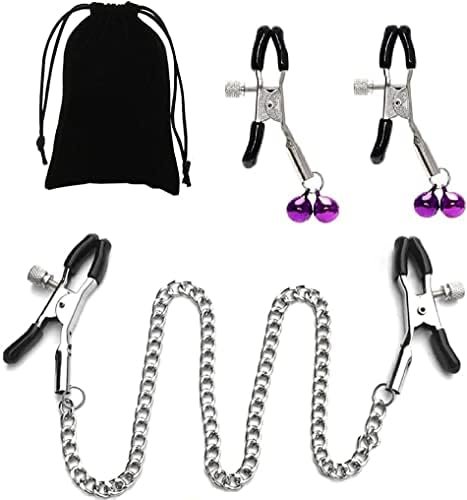Adjustable Metal Nipple Clamps Necklace Entertainment Chain Clip For Women/Man Non-Piercing Nipplerings Clip On Nipple Rings Decorative Clip For Clothing Accessories (Style-1) - Image 2