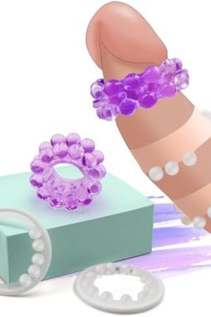 Penis Enlarger Ring - Thicken Silicone Cock Ring Sleeve Penis Extender With 3D Beads For Couple Sex, Sustory Ultra Soft Stretchy Penis Toy Mens Sex Toy (Purple)