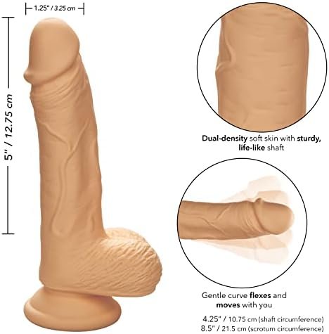 Calexotics Dual Density Silicone Studs 5 Inch Realistic Dildo With Suction Cup - Ivory - Se-0255-05-3 - Image 2