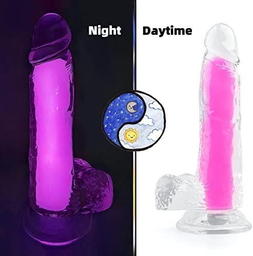 Turvdarorde Luminous Realistic Dildo G-Spot Jelly Lifelike Dildo With Strong Suction Cup Vaginal Stimulator For Women Adult Sex Toys For Anal Stimulation (Pink) - Image 3