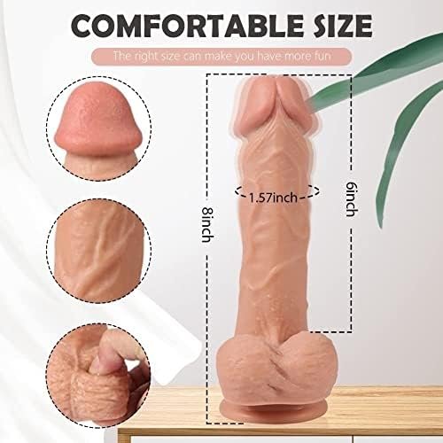 Realistic Dildo Vibrator Sex Toys For Women With 10 Vibrating Modes Realistic Telescopic Dildo For G-Spot Stimulation 8 Inch Wireless Automatic Vibrating Dildos Anales Plug For Women Brown 1.0 Count - Image 3