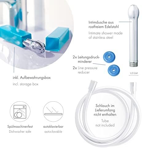 Hokplite Intimate Shower Orchid - Vaginal And Anal Douche Attachment - 2X Pressure Regulators, 7 Jet Streams - Stainless Steel Cleaning Tool - Autoclavable, Dishwasher-Safe - Made In Germany - Image 3