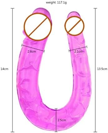 Erun Double Jelly Dildo U Shape Crystal Male Artificial Penis Realistic Dildos No Vibrator Erotic Lesbian Sex Toys G-Spot Stimulation Orgasmic Adult Sex Toys Purple - Image 2