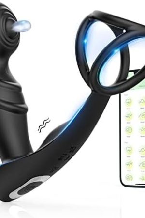 Prostate Massager Anal Vibrator With Cock Ring Anal Toy Plug Sex Toys App Control 9 Vibration And Tapping Butt Plug G Spot Vibrator For Prostate Stimulator Adult Toys For Men Sex Pleasure Or Couples.
