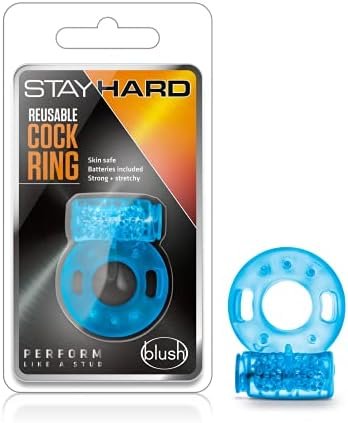 Blush Stay Hard - Usb Rechargeable 5 Function Vibrating Cock Ring - Stretchy - Ipx7 Fully Submersible Waterproof - Last Longer - Harder Erections - Sex Enhancing Couples Toy For Men - Blue