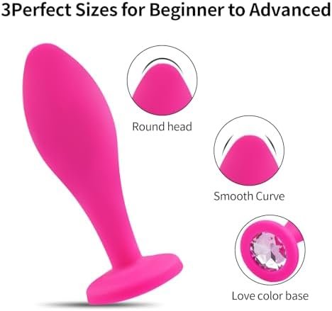 Anal Plug Adult Sex Toy,3Pcs Jeweled Anal Toys Anal Training Kit Adult Sex Toys Games Butt Plug,Personal Anal Plug Sex Toy For Adult Women,Men And Couples (Pink) - Image 2