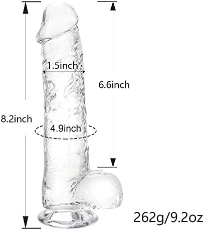 Realistic Dildo Stimulator- 8.2" Big Dildos With Suction Cup Adult Sex Toy For Women/Men/Gay, Flexible Clear With Curved Shaft & Balls For Vaginal G-Spot &Anal. - Image 3