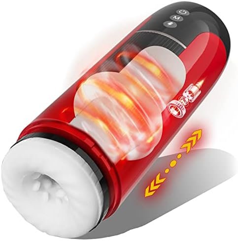 Thrusting Male Masturbator Cup, Waterproof Automatic Male Sex Toy With 7 Telescopic & Vibrations Adult Toy For Men With Realistic 3D Pocket Pussy Sleeve Red