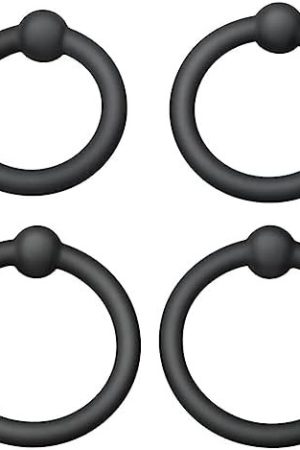 4Pc Penis Ring Set With 4 Different Sizes Of Silicone Rings With Massage Beads Penis Ring For Erection Enhancing, Long Lasting Cock Ring