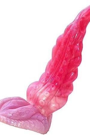 Silicone Made Colorful Tongue Shape Octopus Tentacle Dildo Multi Color Soft Flexible Bumpy Medium Size
