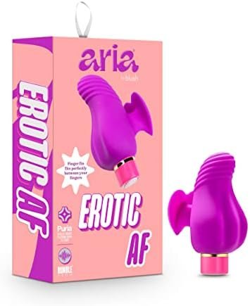 Blush Aria Erotic Af Silicone Vibrator - Rumbletech Rumbly 10 Vibration Settings - Finger Fin For Accessibility And Grasp - Ipx7 Waterproof And Easy To Clean - Curved To Fit Against Body Sex Toy