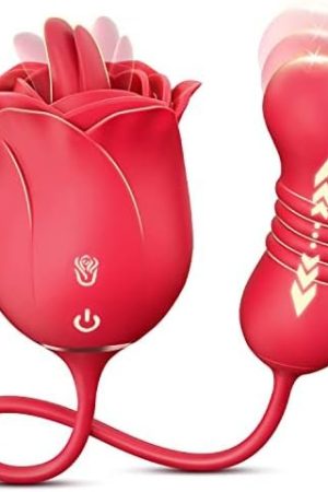 Rose Sex Toys Dildo Vibrator, Rose Sex Stimulator For Women - Rose Adult Toys With Dual Vibrating Tongue Licking & Thrusting G Spot Vibrators Dildo For Clitoral Viginal Anal Fun, Sex Store For Adult