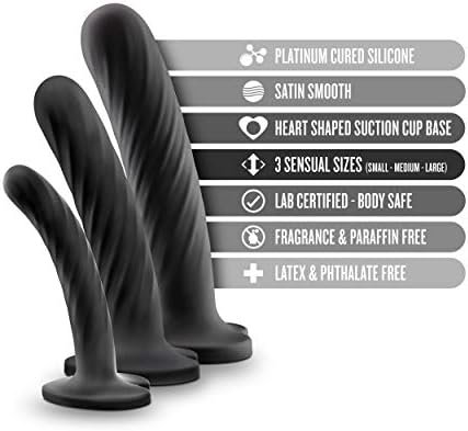Blush Temptasia Twist Dilator Kit - Silicone Dildo - 3 Progressing Training Sizes - Premium Puria Platinum Cured Vagina Exerciser - Ultrasilk Smooth Heart Shaped Suction Cup Harness Compatible Sex Toy - Image 2