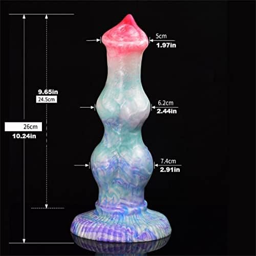 Frrdei Knotted Lifelike Dragon Dildo, 10 Inch Pointed Tip G Spot Dildo Realistic Dog Suction Cup Dildo Adult Toys, Big Anal Toy Prostate, Pink Blue, 1.0 Count - Image 2