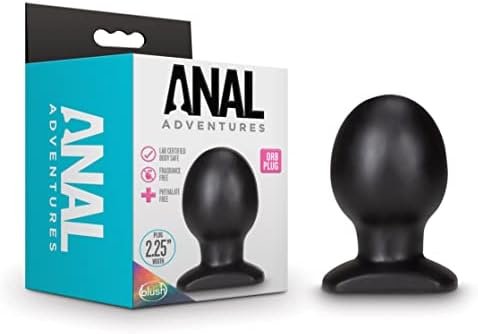 Blush Anal Adventures Orb Butt Plug - 3 1/4 Inch Thick And Stout Easy To Clean Training Adult Toy For Pleasure - Tapered Shape And Smooth Plugs - Sex Toys For Women Men Couples - Black