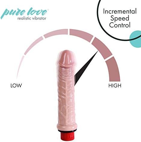 Pure Love Realistic Penis Vibrating Dildo Dong, Adult Sex Toy, Flesh Color, Fresh, 6" - Image 2