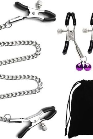 Weighted Nipple Clamps Sexy Bell Jewelry Steel Nipple Clamps For Women Bars Body Chain Neck Nipple Clips Adjustable Non Piercing Long Nipple Clamps Attractive Nipple -Bdsm03
