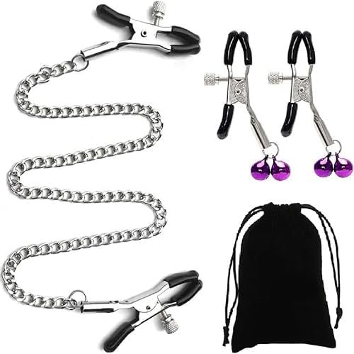 Weighted Nipple Clamps Sexy Bell Jewelry Steel Nipple Clamps For Women Bars Body Chain Neck Nipple Clips Adjustable Non Piercing Long Nipple Clamps Attractive Nipple -Bdsm03