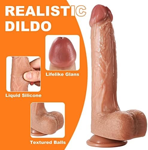 Thrusting Realistic Dildo Sex Toy For Women, G Spot Clitoral Anal Stimulator Vibrating Dildo, Silicone Suction Cup Dildo For Mens 9 Inch (Flesh) - Image 2