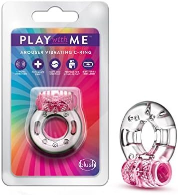 Play With Me By Blush - Arouser Vibrating C Ring Stretchy - Glows In The Dark - Reusable, Includes 4 Sets Of Batteries - Soft Clitoris Stimulating Ticklers - Sexual Enhancer Sex Toy For Men, Couples
