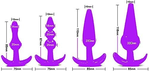 Pack Of 4 Purple Silicone Butt Plugs Training Set, Anal Sex Toys Starter Kit For Starter Beginner Men Women Couples Flared Anchor Base Prostate Waterproof - Image 2