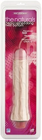 Doc Johnson The Naturals - 8 Inch Heavy Veined Vibrating Dong - 8.4 In. Long And 2.3 In. Wide - Twist Bottom To Control Vibration Speed - Dildo - White - Image 2