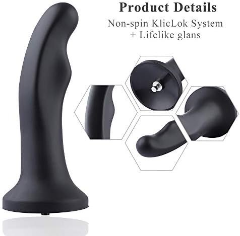 Hismith 7.08" P-Spot Silicone Anal Plug With Kliclok System For Hismith Premium Sex Machine, 6.5" Insert-Able Length, Girth 5.1" Diameter 1.63" - Anal Pleasure (Black) - Image 2