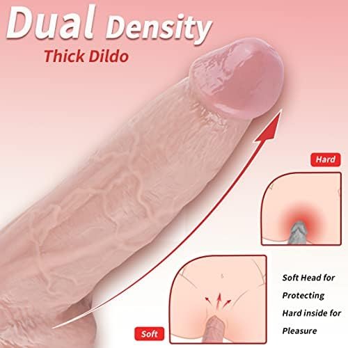 Realistic Dildo, 8.8 Inch Dual-Density Silicone Huge Penis With Strong Suction Cup For Hands-Free Play Flexible Dong For Manual Sex Toy For Anal Play And Vagina Stimulation - Image 2