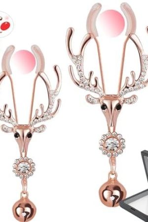 Jesakmie Nipple Clamps, Non Piercing Decorative Deer Adjustable Stimulator Body Jewelry Breast Nipple Clamp Toy For Adult Women Female Couple Sex Toys Games Pleasure (Gold)