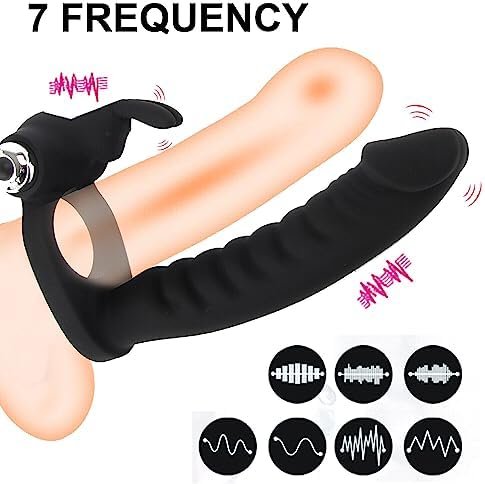 Vibrator Strap On Dildo Double Penetration Cock Rings Rabbit Vibrator Anal Plug Sex Toys Silicone Butt Plug Strapon Enhancer 7 Speed Adult Women Pleasure - Image 3