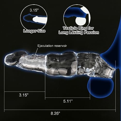 Reusable Extender Penis Sleeve, Enlarge Cock Sleeve Extension Testicle Ring Ball Stretcher For Enlarge Thicken Delay Ejaculation Prolong Erection - Image 2