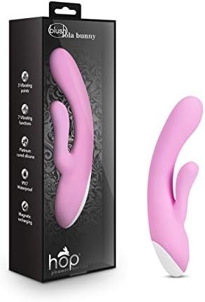 Blush Hop Lola Bunny - Ultrasilk Silicone Pleasure Rabbit - Rumble Tech Powered Vibrations 3 Speeds & 4 Unique Patterns - Triple Vibrating Points For G Spot & Clitoral Stimulation - Sex Toy For Women