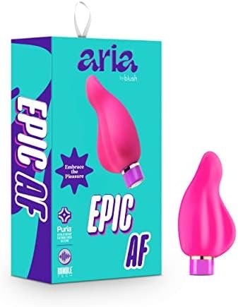 Blush Aria Epic Af Silicone Vibrator - Rumbletech Rumbly 10 Vibration Settings - Ipx7 Waterproof And Easy To Clean - Curved To Fit Against Body Perfectly For Pleasure - Sex Toy For Her And Couples