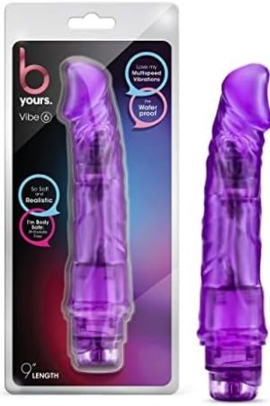 Blush B Yours Vibe #6 - Soft Realistic Multispeed Vibrating Dildo - 9.25 Inch Long - 1.75" Wide - Flexible Shaft Conforms To Your Body - Waterproof Vibrator - Body Safe Sex Toy For Women - Clear Pink