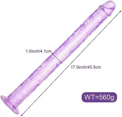 Aobrong 17.9Inch Extra Long Realistic Dildo With Strong Suction Cup, Flexible Jelly Dildos For Women, Anal G-Spot Stimulator Sex Toys For Men Couple (Clear) - Image 3
