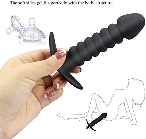 Electric Vibration Screw Thread Anal Plug For Couple Silicone Dildo Penis Stimulation Anal Adult Products Sex Toy(Black) - Image 3