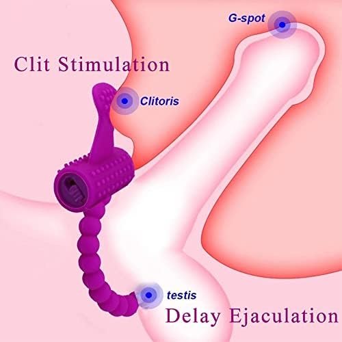 Vibrating Clitoral Stimulator Cock Ring, Silicone Penis Ring With Vibrator Ejaculation Delay Erection Enhance Adult Erotic Sex Toys For Men Couples - Image 3