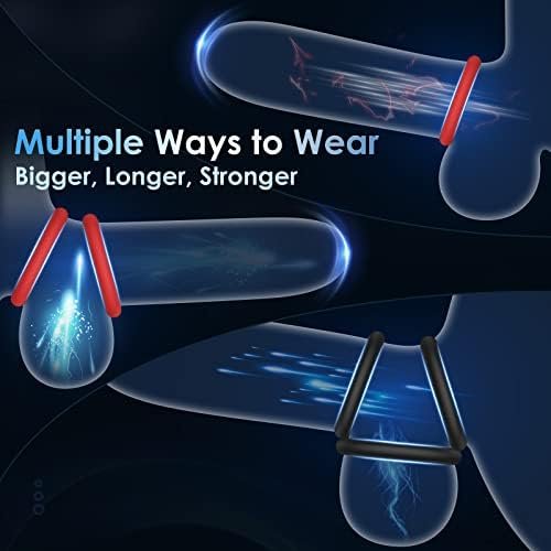 Cock Ring Sex Toys For Men, 7 Different Sizes Soft Silicone Penis Ring With Vibrator For Erection, Lasting Stronger Men Sex Toy, Adult Toys For Couples Sexual Pleasure Black - Image 3
